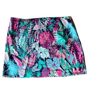 TALBOTS Jungle Botanical Side Zip Stretch Cotton Canvas Skirt Size 24W